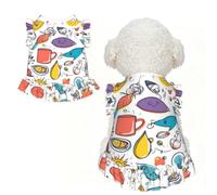 colorful Hand Drawn Feathers On White Print Pet Breathable Sleeveless Skirt XL