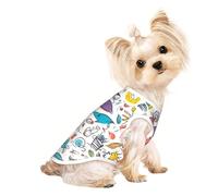 colorful Hand Drawn Feathers On White Print Pet T-Shirt Sleeveless Tank Top Fashion Gear Daily Wear Walking Playing Traveling