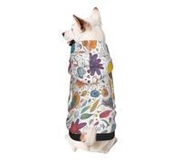 Colorful Hand Drawn Feathers On White Print Small Dogs Warm Hoodie, Soft And Breathable Sweatshirt, Easy To Wear Jumper For Winter And Fall, Cold Weather Hooded Coat Pullover