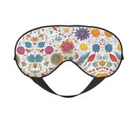 Colorful Hand Drawn Feathers On White Print Soft Eye Mask â€“ Comfortable Sleep with Adjustable, Elastic Nighttime Shade for Travel, Meditation