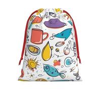 Colorful Hand Drawn Feathers On White Print Ultra-Soft Velvet Gift Bag Christmas Wrapping Bags Gift Bag With Drawstring Party Favors Bags