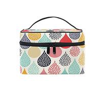 Colorful Hand Drawn Water Droplet Seamless Beauty Cosmetic with Zipper Brush Portable Storage Bag, Fashion printing Toiletry, Durable Travel Organizer Tote for Unisex Gifts