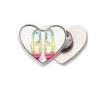 Colorful Hand Painted Canvas Shoes Pattern Heart Metal Pin Brooch Clip Love