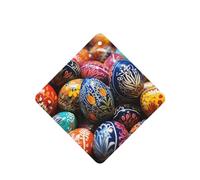 Colorful Hand Painted Easter Eggs Car Air Fresheners Cards Set of 4 Pieces, Long-Lasting Auto Aromatherapy Tablets Gifts Car Rearview Mirror Pendant Hanging Scented Cards for Wardrobe Bathroom