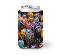 Colorful Hand Painted Easter Eggs Cup Sleeve Reusable PVC Composites Insulator Sleeves Funny Coffee Cup Sleeves Cute Drink Sleeve for Cold Hot Beverages And Holder for Most Coffee