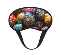 Colorful Hand Painted Easter Eggs Sleep Mask for Side Sleeper Soft Breathable Sleeping Eye Mask Blackout Silk Eye Sleep Shade Cover with Elastic Strap Night Blindfold for Women Men Travel Nap