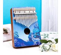 Colorful Hand-Painted Kalimba 17 Key with Velvet Bag, Tune Hammer Thumb Piano Beginners Finger Piano for Birthday Parties, Weddings(Blue D)