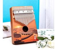 Colorful Hand-Painted Kalimba 17 Key with Velvet Bag, Tune Hammer Thumb Piano Beginners Finger Piano for Birthday Parties, Weddings(Orange)