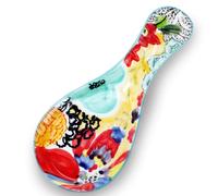 Colorful Hand Painted Spoon Rest Ceramic Large Spoon Holder for Kitchen Counter Stove Top, Dishwasher Safe, Multicolor (1 Pack)