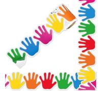 Colorful Handprint Adhesive Sticker Decorative Bulletin Board Borders Trims for Classroom Bulletin Board Chalkboard Wall Educational Sticker