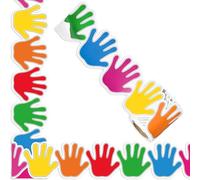 Colorful Handprint Adhesive Sticker for School Bulletin Board Decoration Classroom Chalkboard Borders Sticker Handprint