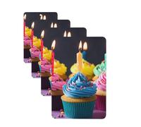 Colorful Happy Birthday Cupcakes Car Air Fresheners Cards Set of 4 Pieces Personalized Car Fresheners Gifts for Men Women Auto Aromatherapy Tablets Hanging Scented Cards for Wardrobe Bathroom