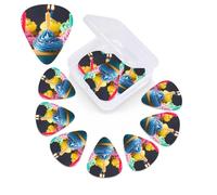 Colorful Happy Birthday Cupcakes Guitar Picks 12 Pack Plectrums with Organizer Box, 3 Different Thickness Includes Thin Medium Heavy Picks