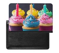 Colorful Happy Birthday Cupcakes Passport Holder Cover Passport Cover Protector Essentials with Credit Card Slots Slim Travel Wallet Covers Documents Organizer Protector for Man&Women