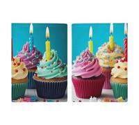 Colorful Happy Birthday Cupcakes Passport Holder, ID Card Protector Case Passport Holder with Slot Passports Travel Wallet Document Cover for Women And Men