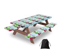Colorful Happy Birthday Cupcakes Print Camping Essentials Waterproof Camping Table And Bench Cover With Drawstring Bag 183 Cm