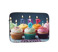 Colorful Happy Birthday Cupcakes Print Laptop Sleeve, Compact Portable Protection for 17 inch Devices, Pad Tablet, Work, Travel & Office Use