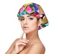 Colorful Happy Birthday Cupcakes Print Sleeping caps for Women to Protect Hair, Comfortable Nightcap for Curly and Long Hair, Black, One size