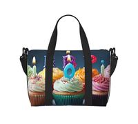 Colorful Happy Birthday Cupcakes Print Travel Duffel Bag, Lightweight Water-Resistant Weekender Spacious Gym & Travel Bag for Men, Women & Teens