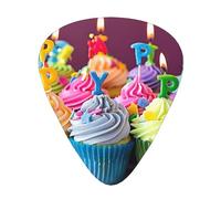 Colorful Happy Birthday Cupcakes Printed Custom 12 Pieces Guitar Pick In A Box,The Pick Makes Sound Clear, Ukulele, Electric Bass (0.46 0.71 0.96mm)