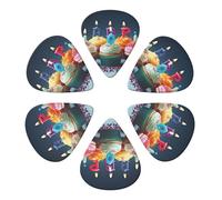 Colorful Happy Birthday Cupcakes Printed Guitar Picks -6 Pcs Guitar Picks Plectrum,Guitar Accessories,Electric Guitar Pick 0.96mm