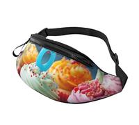 Colorful Happy Birthday Cupcakes Printed Personalized Waist Bag, Lightweight and Versatile Crossbody Bag for Everyday and Outdoor Adventures
