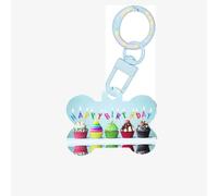 Colorful Happy Birthday Cupcakes Printing Dog Tag Bone Shaped Double Sided Pattern Dog Id Tags Bone Shaped Pet Name Tags Dog Collar Tags