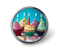 Colorful Happy Birthday Cupcakes Round Badge Cute Brooch Hats Jackets Decor Personalized Lapel Pin Clothing Jewelry Accessories for Wedding Party Gift