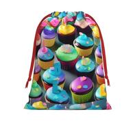 Colorful Happy Birthday Cupcakes Super Soft Velvet Christmas Storage Bag Festival Promotion Annual Celebration and Daily Use