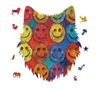 Colorful Happy Face Jigsaw Puzzle 175PCS Wolf Head Design Puzzle Wooden Jigsaw Puzzles for Adults Families