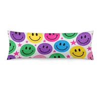 Colorful Happy Face Pattern Body Pillow Pillowcase 20"x54" Lumbar Throw Pillow Covers with Hidden Zipper Breathable & Cozy Full Long Bodypillow Case Cover for Sleeping Bedroom Couch Sofa Decor