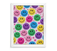 Colorful Happy Face Pattern Diamond Painting Kits for Adults White Wood 40*50cm 5D Diamond Art Kits for Beginners Large DIY Full Drill Round Diamonds Gem Art Crafts Painting for Home Wall Decor