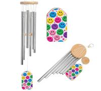 Colorful Happy Face Pattern Wind Chimes for Outside Memorial Tuned Outdoor Windchimes Large Garden Decor Wind Chime with Melodious Sound for Mom Dad Grandma Home Garden Patio Decor