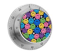 Colorful Happy Faces Kitchen Timer 60 Minute Visual Wind Up Timers Indoor Mechanical Timers with Magnetic Base Stainless Steel Timer for Home Cooking Time Management Tool