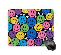 Colorful Happy Faces Mouse Pad Square Mice Mat Waterproof Computer Mousepad with Non-Slip Rubber Base Wireless Mice Pad for Laptop Office Home Personalized Gaming Mousepad 20 * 25cm