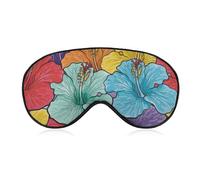 Colorful Hawaiian Flowers Comfortable Sleep Eye Mask Soft Covers for Sleeping with Adjustable Strap