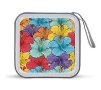 Colorful Hawaiian Flowers Portable CD Case Holder 48 Capacity Travel DVD Storage Boxs Wallet Bag