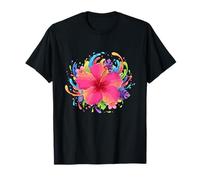 Colorful Hawaiian Hibiscus Tropical Flower Splash T-Shirt