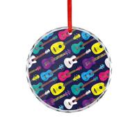 Colorful Hawaiian Ukulele Glass Ornament Crystal Hanging Decoration for Christmas Tree Holiday Party