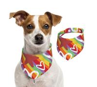 Colorful Heart And Star Pattern,Pet Bib Scarf Cats Dog Bandana Dogs Towel Bib Adjustable Pet Scarf,L
