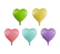 Colorful Heart Balloons,10Pcs Macaron Foil Heart Shaped Balloons,18 Inch Pastel Pink Blue Purple Yellow Green Helium Mylar Balloon for Candy Birthday Party Valentines Wedding Anniversary Decorations