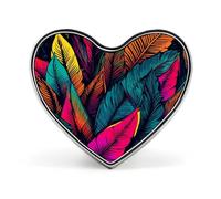Colorful heart brooch with tropical leaf pattern, lightweight and aluminum alloy badge, personalized fashion, with heart lapel, it is suitable for wearing shirts, sleeve tees