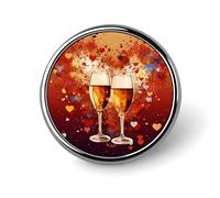 Colorful Heart Champagne Button Pin Round Metal Lapel Pins Badges Classic Cute Brooche Pin Personalized Pinback Button Badges Novelty Funny Enamel Pins for Backpacks Jackets Bags