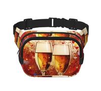 Colorful Heart Champagne Fanny Pack Adjustable Crossbody Bag Large Waist Bag Travel Belt Bag Unisex Bum Bag