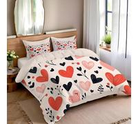 Colorful Heart Duvet Cover Sets Double 3D Printed Microfiber Cartoon Bedding Set Ultra-Soft Quilt Cover 200 x 200 cm with Zipper Closure and 2 Pillowcases 50x75 cm a.603