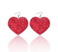 Colorful Heart Earrings for Women,Glitter Love Heart Dangle Drop Earrings Sequin Trendy Friendship Gift Valentine's Day Gift Concert Shiny Earring, 1, Resin, No Gemstone