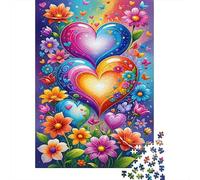 Colorful Heart Flowers Jigsaw Puzzles for Adults Interesting Puzzles 1000 Pieces Brain Challenge Home Decoration Gifts 38x26cm/1000pcs