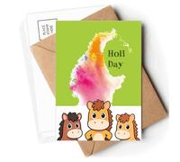 Colorful Heart Indian Splash Festival Postcards Envelopes Cards Mailing Year Horse