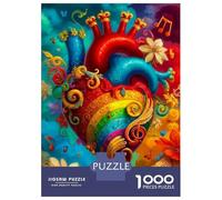 Colorful Heart Jigsaw Puzzle for Adults 1000 Piece Puzzle Game Musical Elements Relaxing Family Decor 38x26cm/1000pcs