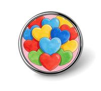 Colorful Heart Lovely Cute Pink Button Pin,Design Your Own Personalized Pin Back Button Badges Exquisite Round Badge Travel Brooch Metal Decorative Pins for Hat Clothes Backpack